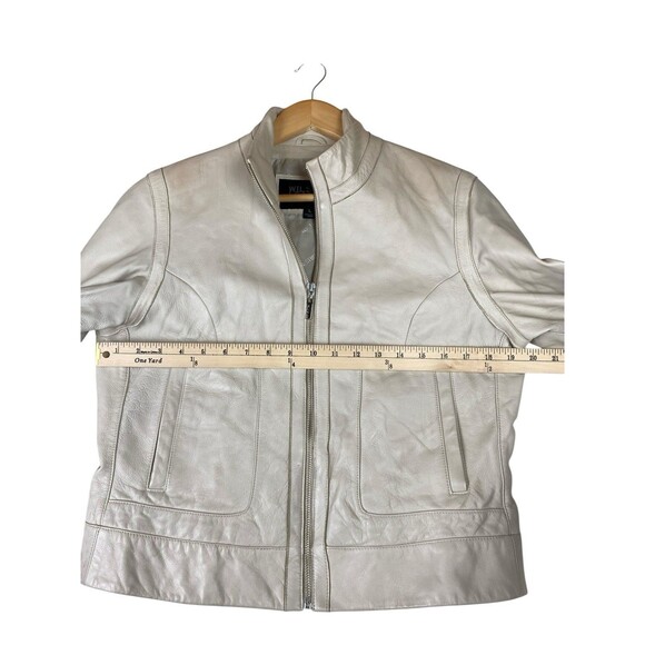 Wilsons Pelle Studio Genuine Leather Jacket Women Sz L Cream Moto Soft Lined VTG - Picture 11 of 12